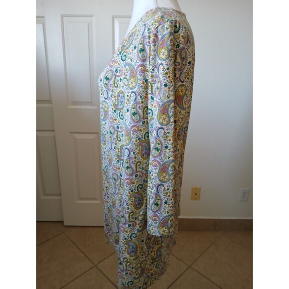Appleseed's Yellow Green Paisley Print Round Neck 3/4 Sleeve T Shirt Size Large - Picture 4 of 14